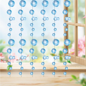 Transparent Bubble Garlands Mermaid Party Decoration Colored Blue Flat Cutouts Hanging Streamer for Birthday