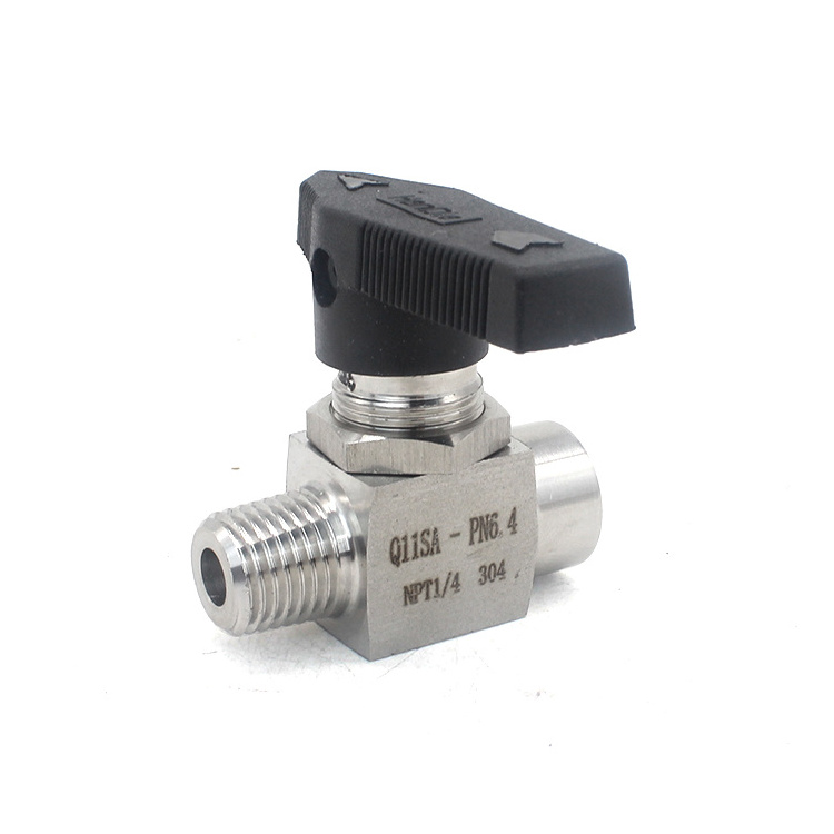 Hot sale 304 Stainless Steel High pressure mini Ball Valve Double Ferrule  1/4 Inch Male x Female NPT Thread Pipe Fitting