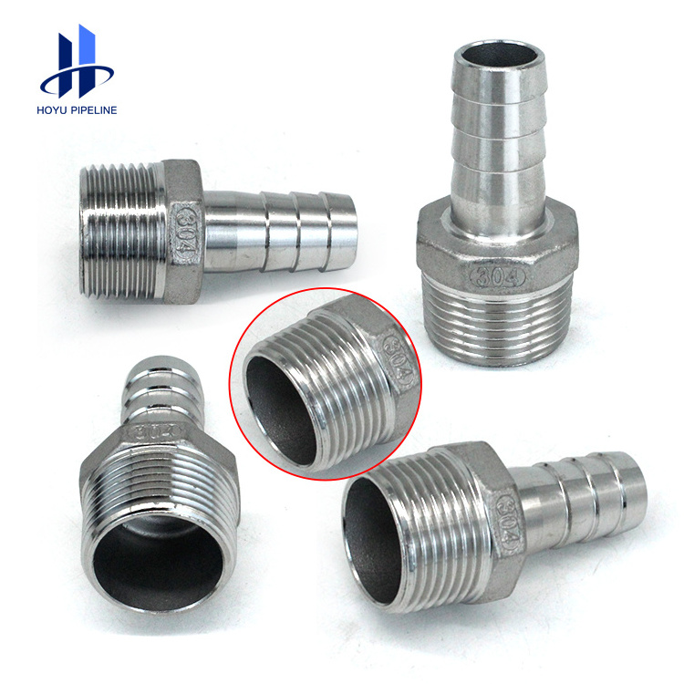 304/316 Hose Pipe Nipple Hydraulic Fittings male nipple 60 weight thread Stainless Steel Barrel Nipple for Connecting