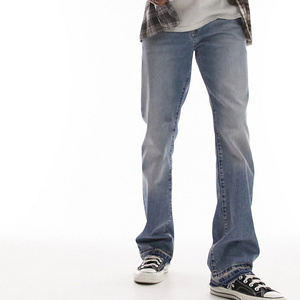 Men's relaxed flared jeans  stacked denim men's jeans pants blank denim baggy jeans for men