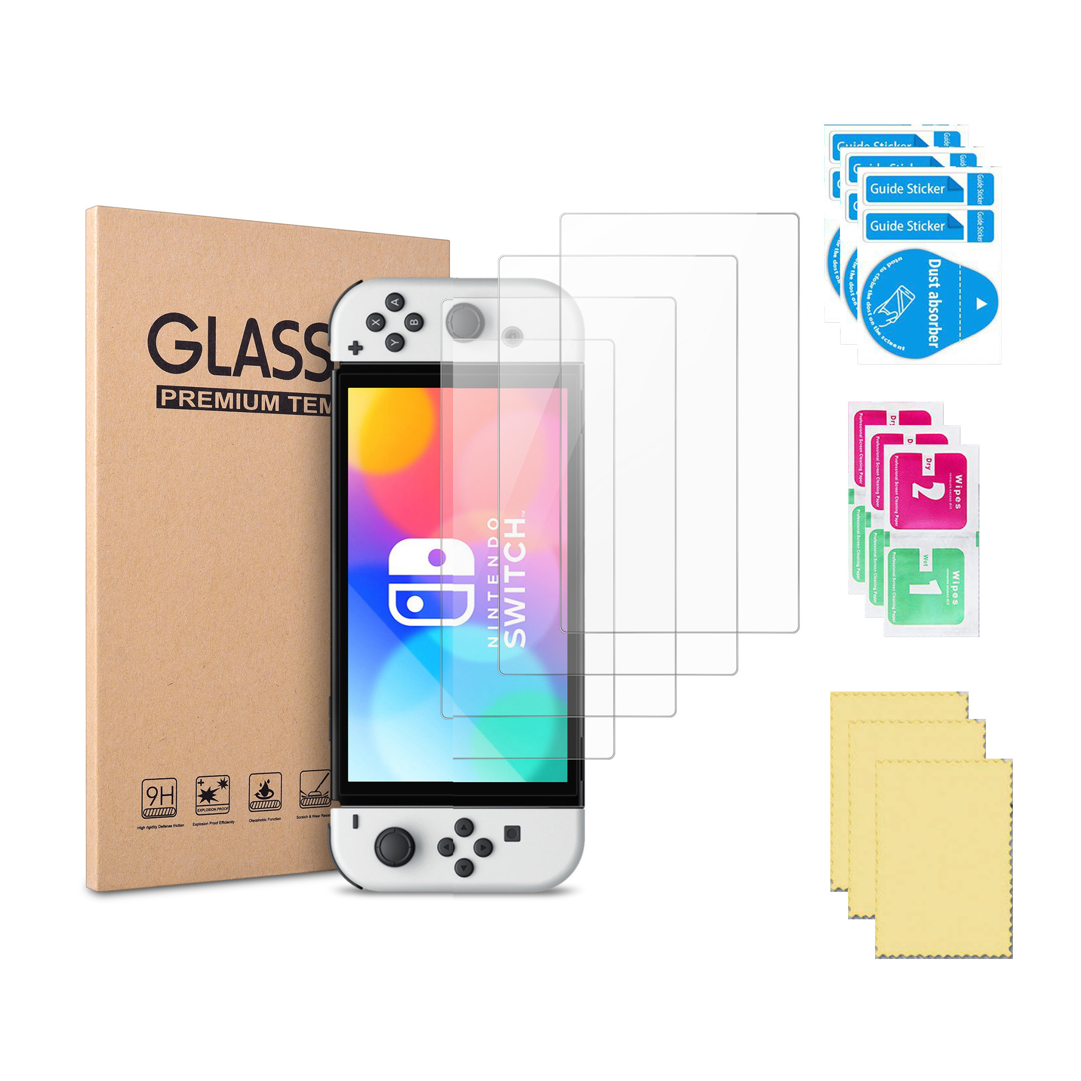 1 2 3 pieces pack Anti Scratch Transparent HD Clear 9H anti glare tempered glass screen protector for Nintendo Switch OLED Lite