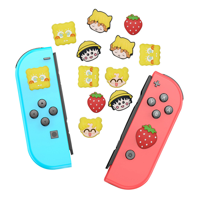 Custom Lovely Anime Pattern Design Silicone Controller Thumb Grips Cap For Nintendo Switch Joycon Joystick Cover Grip