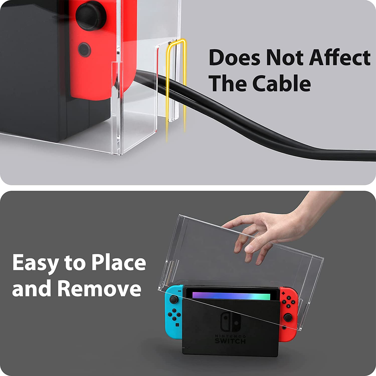 Transparent Dust Cover Waterproof Clear Acrylic Cover Sleeve Display Box For Nintendo Switch/Switch Oled Console and Dock