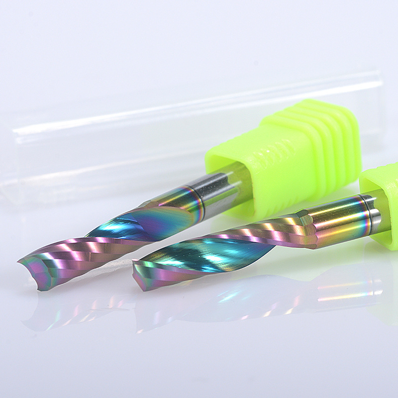 HOZLY 3A Single Flute Up Cut Coated Milling Cutter Carbide End Mills Cutting tool Spiral Router Bits