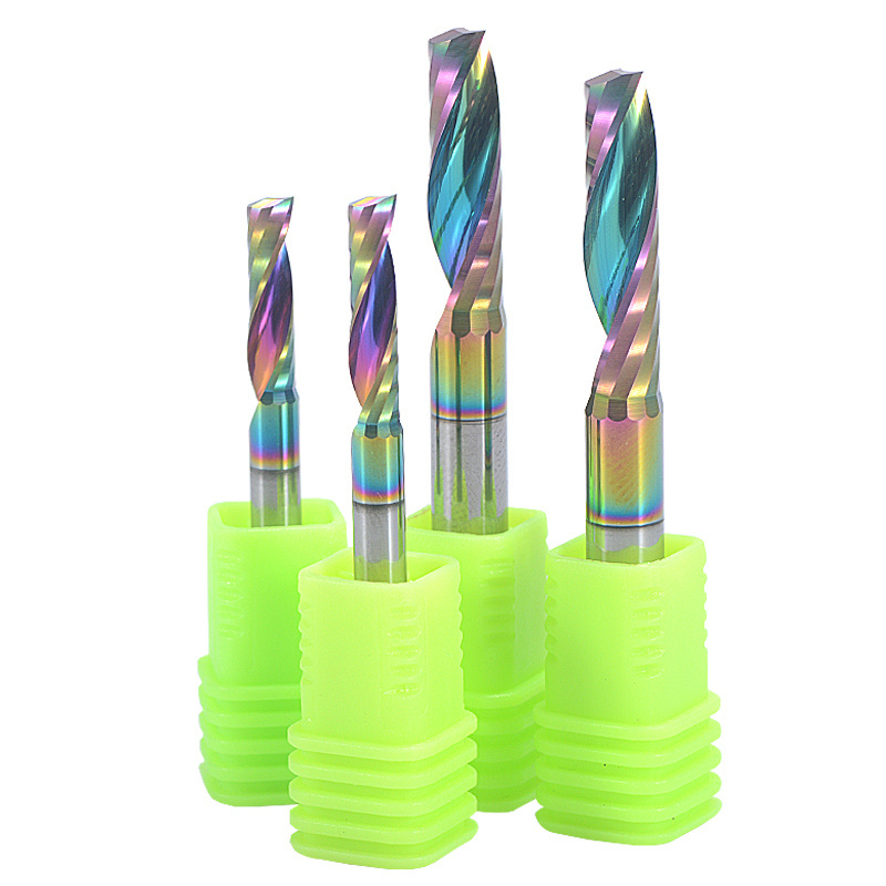 HOZLY 3A Single Flute Up Cut Coated Milling Cutter Carbide End Mills Cutting tool Spiral Router Bits