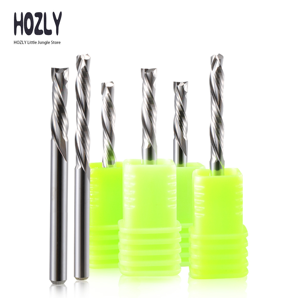 HOZLY 3.175/4/5/6/8/10mm 2 Flute Up & Down Cut Milling Cutter  CNC Cutting Tools Router Compression Wood End Mill