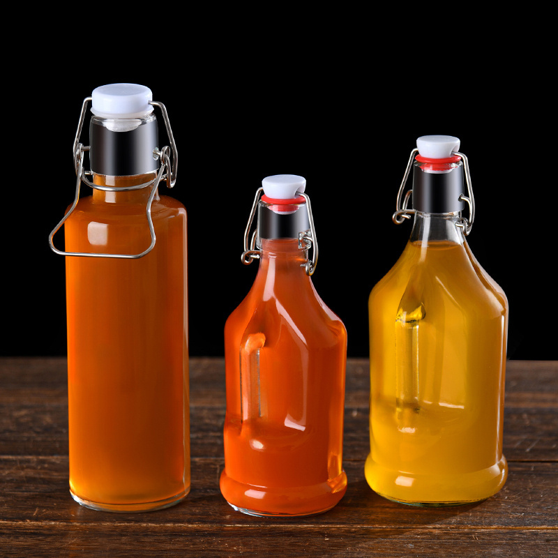 Reusable airtight engraving 500ml 16 oz flip top glass bottle swing top beer brewing kombucha juice beverage glass bottles