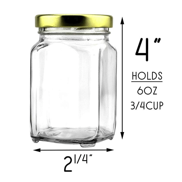 6 oz 190 ml Victorian Square Jam Canister Honey Containers Candy Jars Glass with Lids