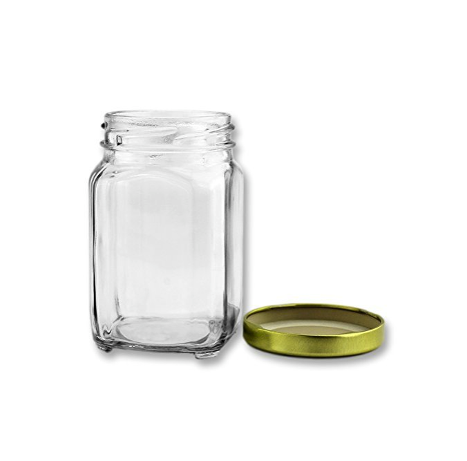 6 oz 190 ml Victorian Square Jam Canister Honey Containers Candy Jars Glass with Lids