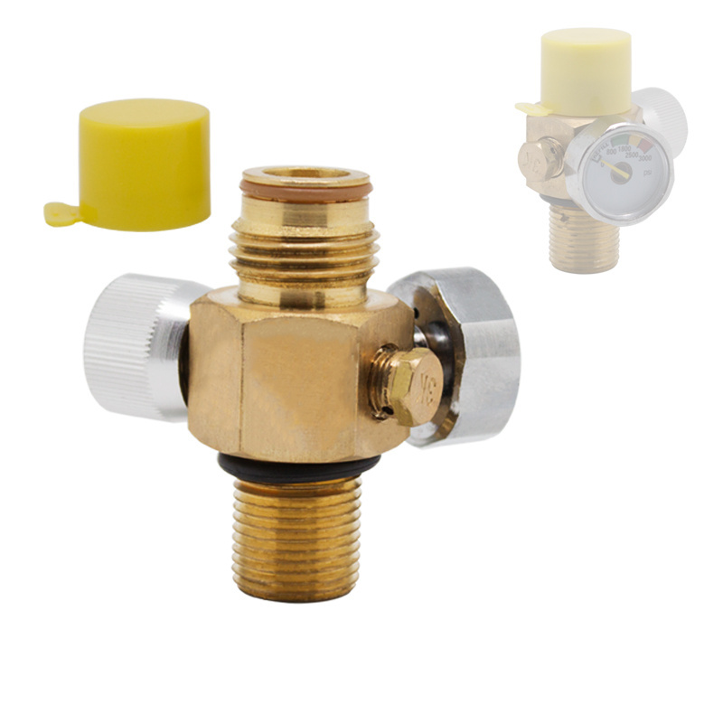 Paintball CO2 Air Tank Valve with On/Off for M18*1.5 Thread Tank Cylinder with 3000 psi gauge