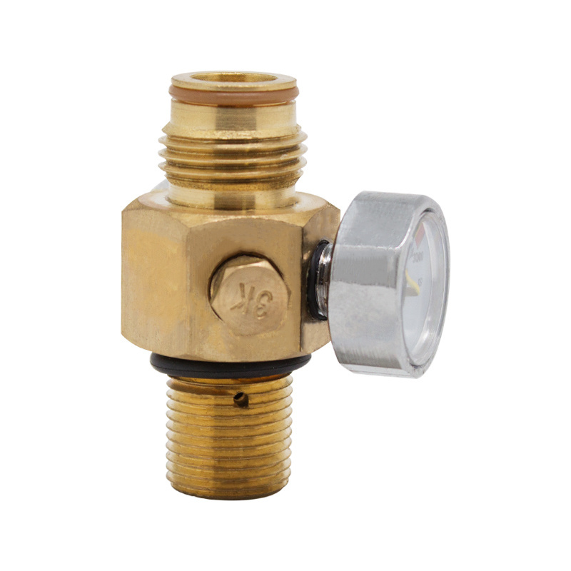 Paintball CO2 Air Tank Valve with On/Off for M18*1.5 Thread Tank Cylinder with 3000 psi gauge