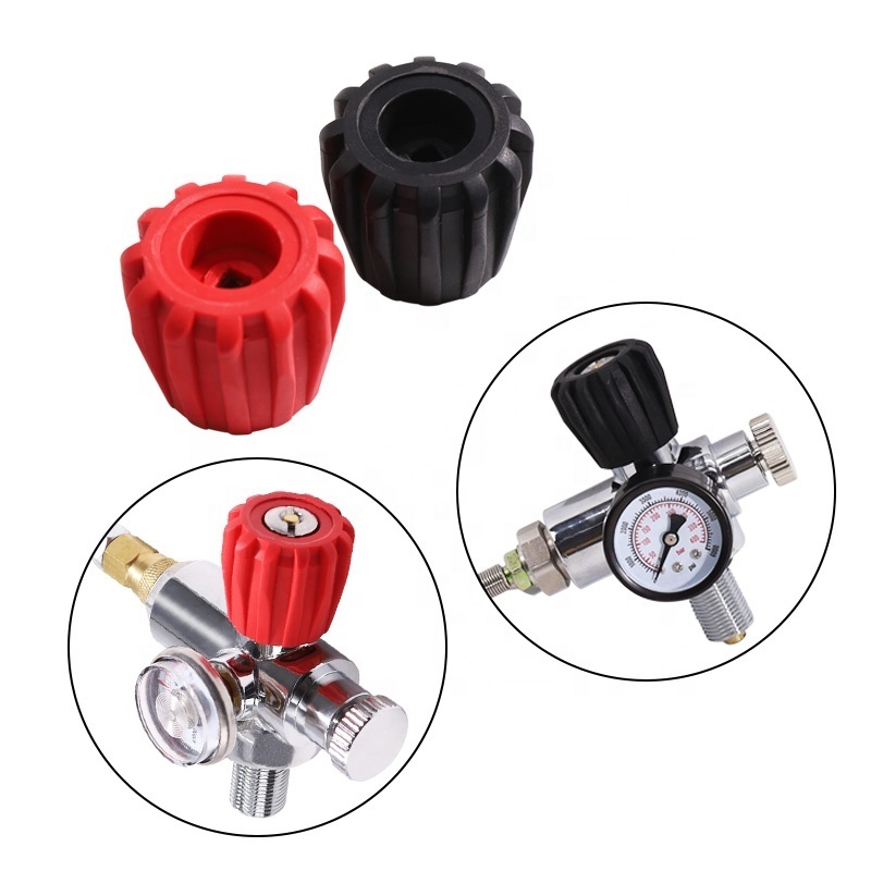 Red Black Scuba Diving Tank Valve On-Off Safety Valves Handle Wheel Grip Replacement Parts