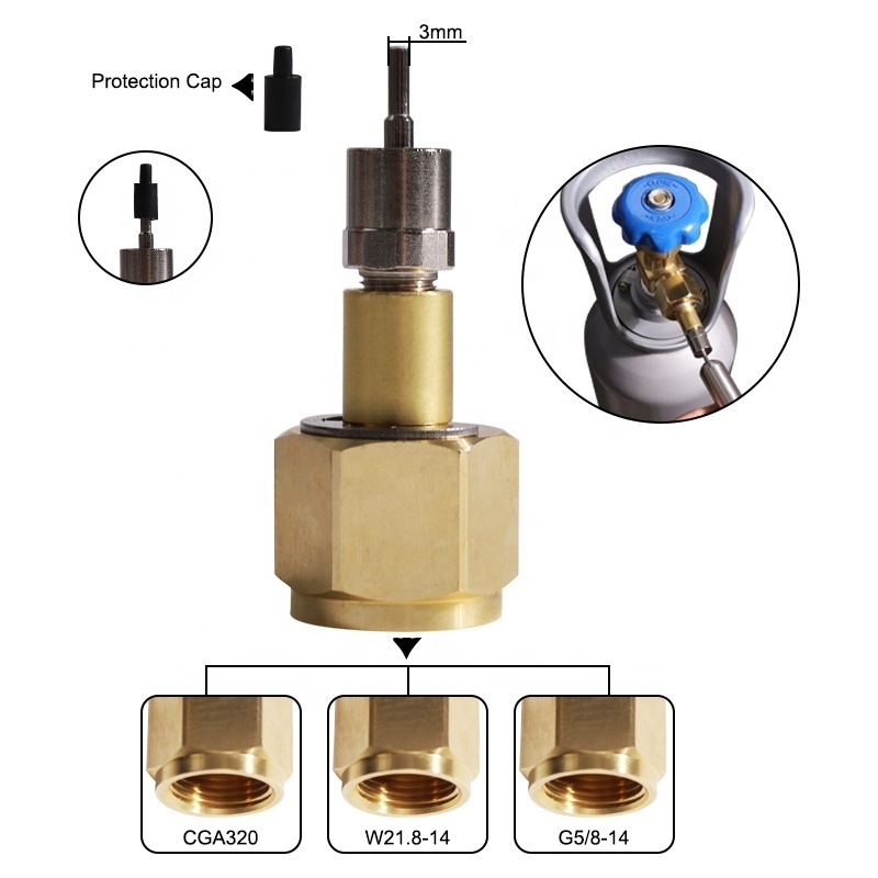 New Co2 Cylinder Tank Recharge 12g Co2 Cartridge Refill Needle Charger Adaptor Adapter