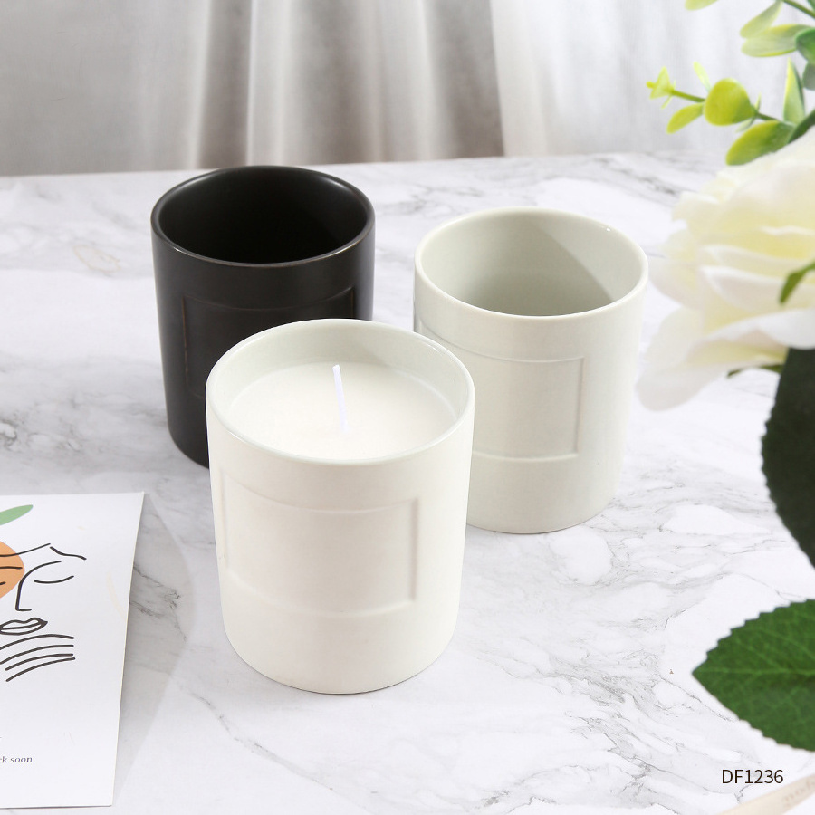 LuxuryCeramic candle container Candle vessels empty Ceramic candle jar with Custom Logo