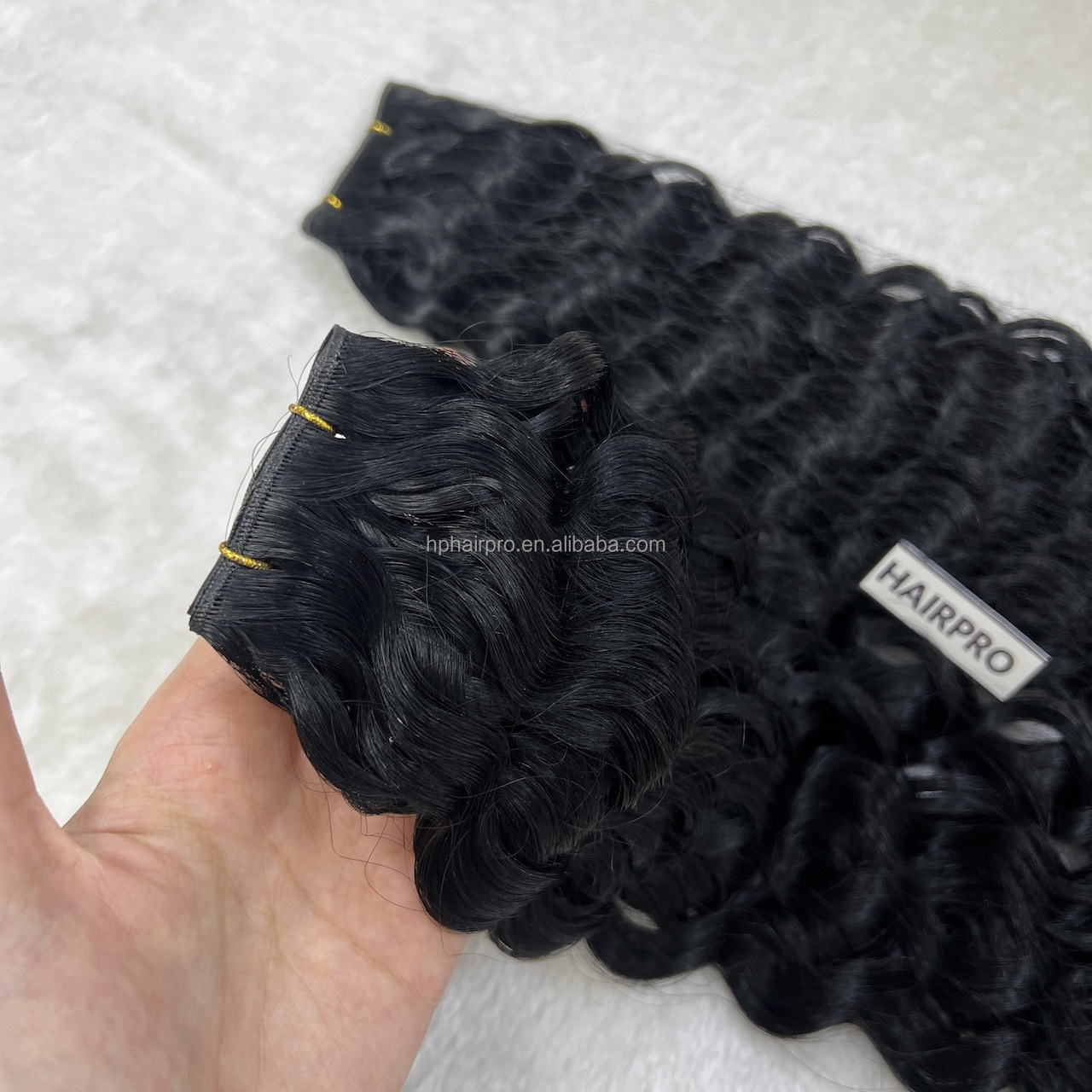 Micro Beads Genius Weft Hair Weave In Natural Black Color Curly Hair Human Hair Extension