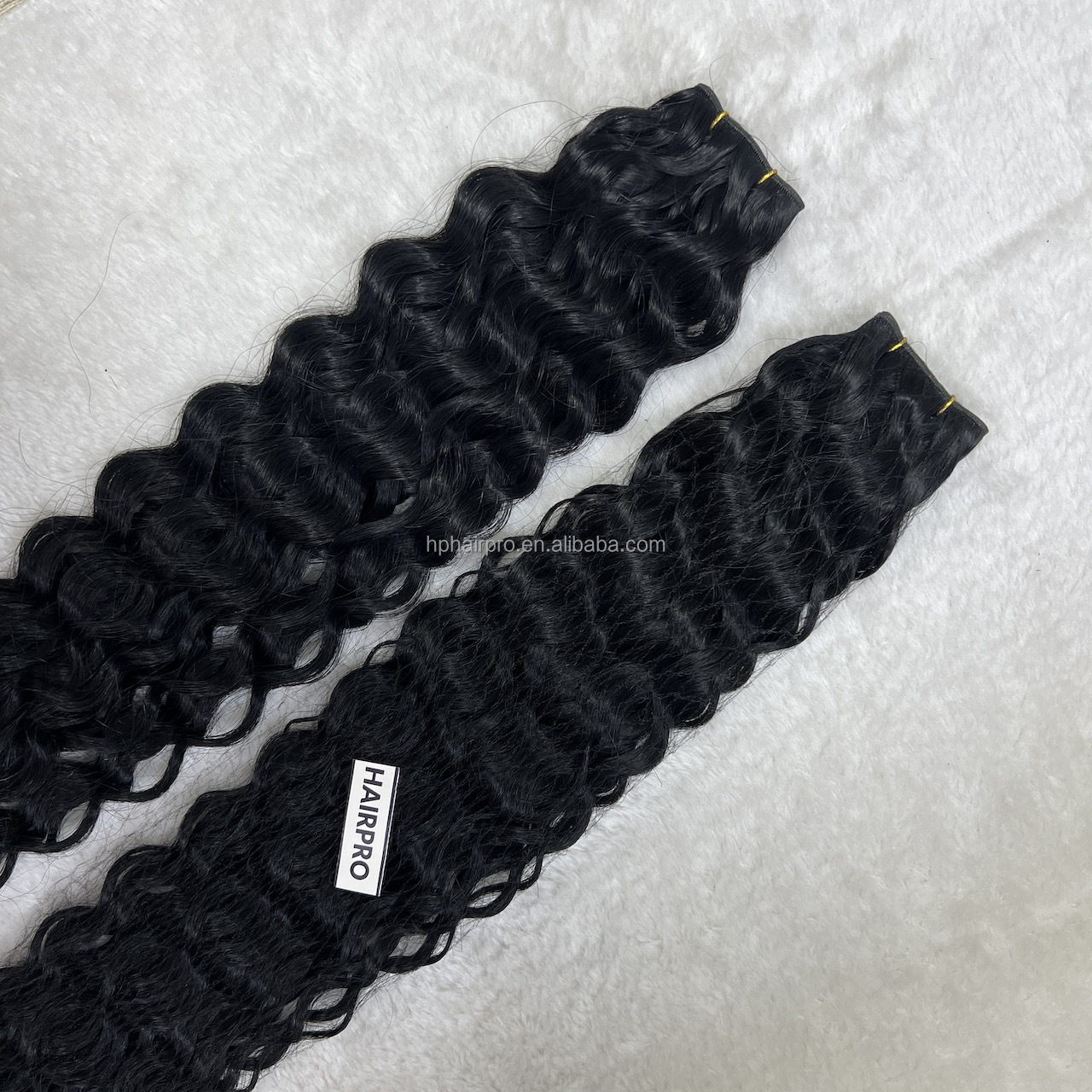 Micro Beads Genius Weft Hair Weave In Natural Black Color Curly Hair Human Hair Extension