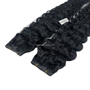 Micro Beads Genius Weft Hair Weave In Natural Black Color Curly Hair Human Hair Extension