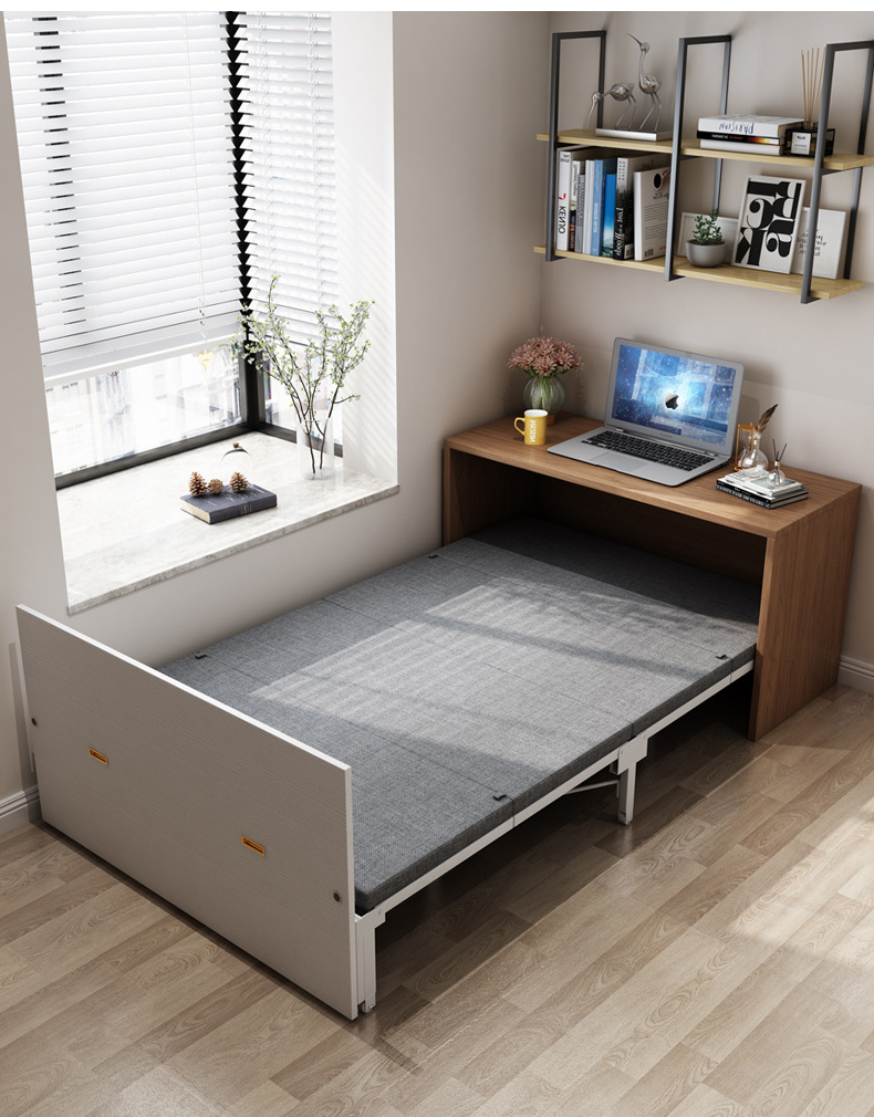 Easy Control Folding Iron Nap Bed Frame Popular Murphy Bed with Invisible Wall Table Mechanism