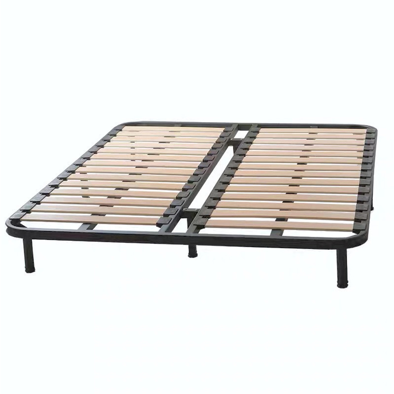 Foshan bedroom manufacturer folding solid wood slat metal platform bed frame king size