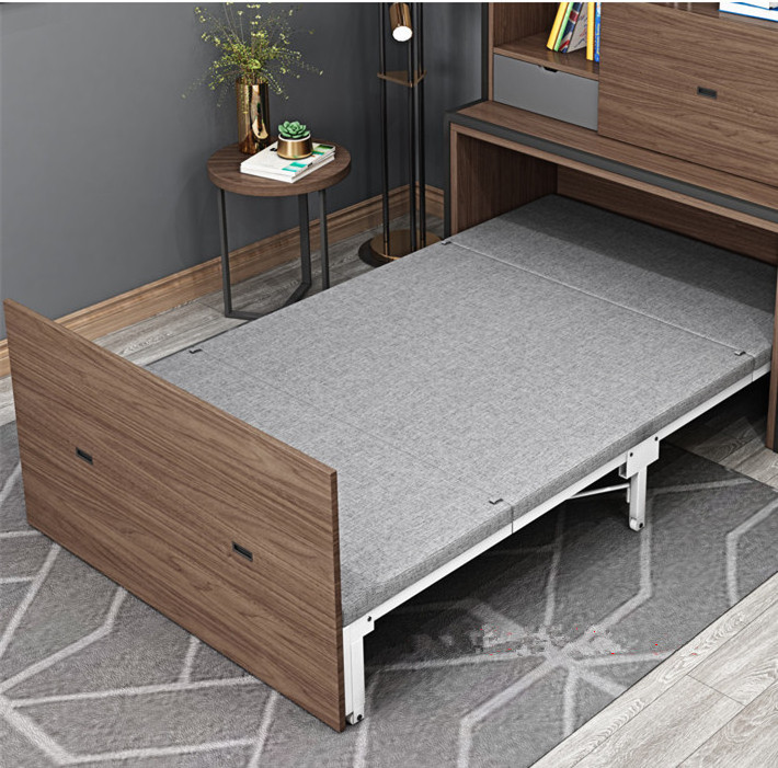 Easy Control Folding Iron Nap Bed Frame Popular Murphy Bed with Invisible Wall Table Mechanism