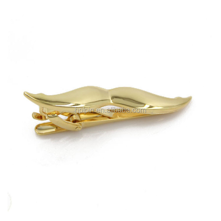 Die casting brass mustache tie bar custom gold silver tie clip