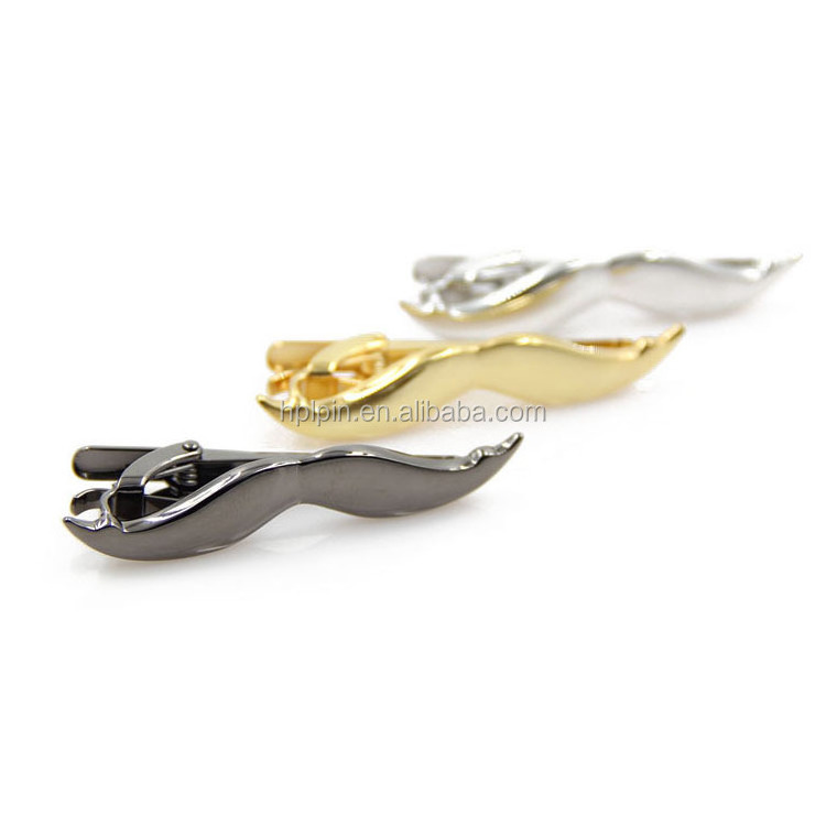 Die casting brass mustache tie bar custom gold silver tie clip