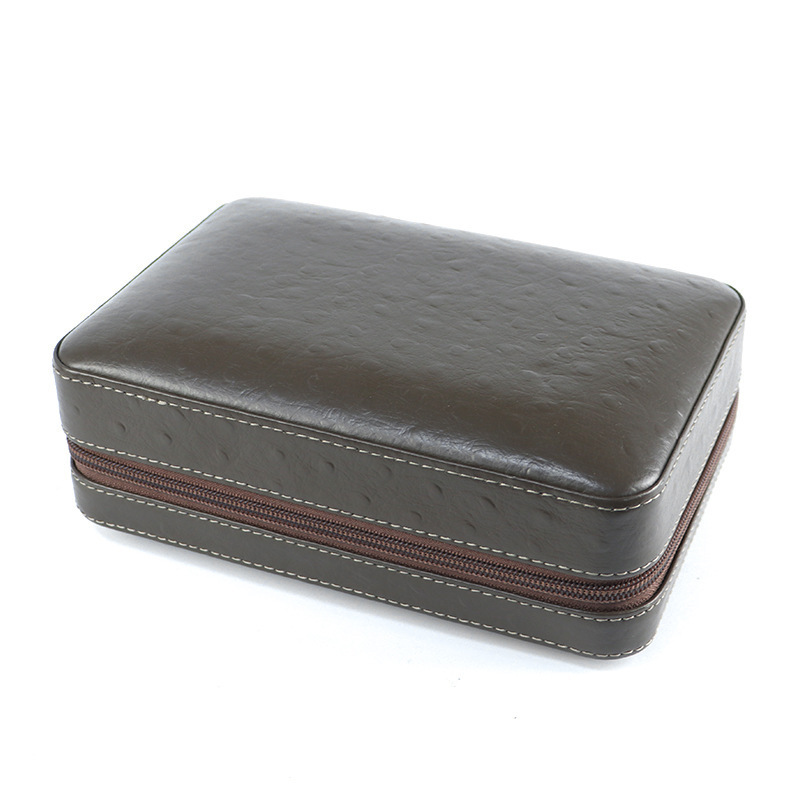 Wholesale Classic Leather Cigar Case with Cedar Wood Lined Portable Cigar Travel Humidor Bag With Pipette