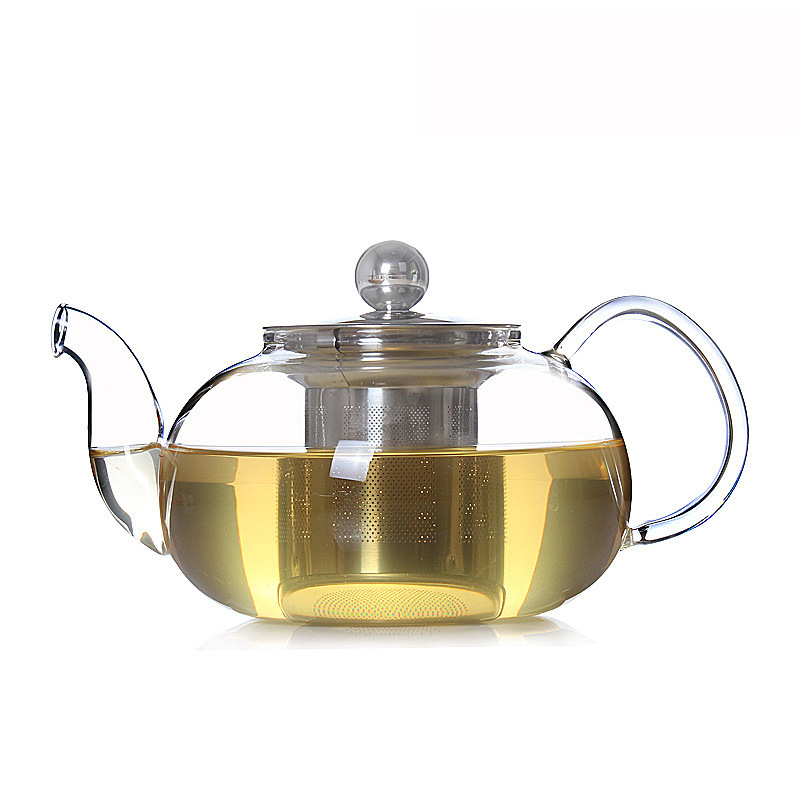 600ml 800ml 1000ml clear borosilicate glass tea pot set heat resistant flowers tea and coffee pot glass with removable infuser