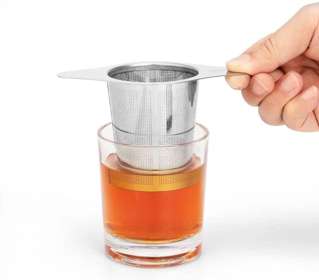 Custom Logo Stainless Steel Tea Infuser Large Capacity Loose Leaf Tea Coffee Steeper with Handle Metal Mesh Strainer Tea Holder