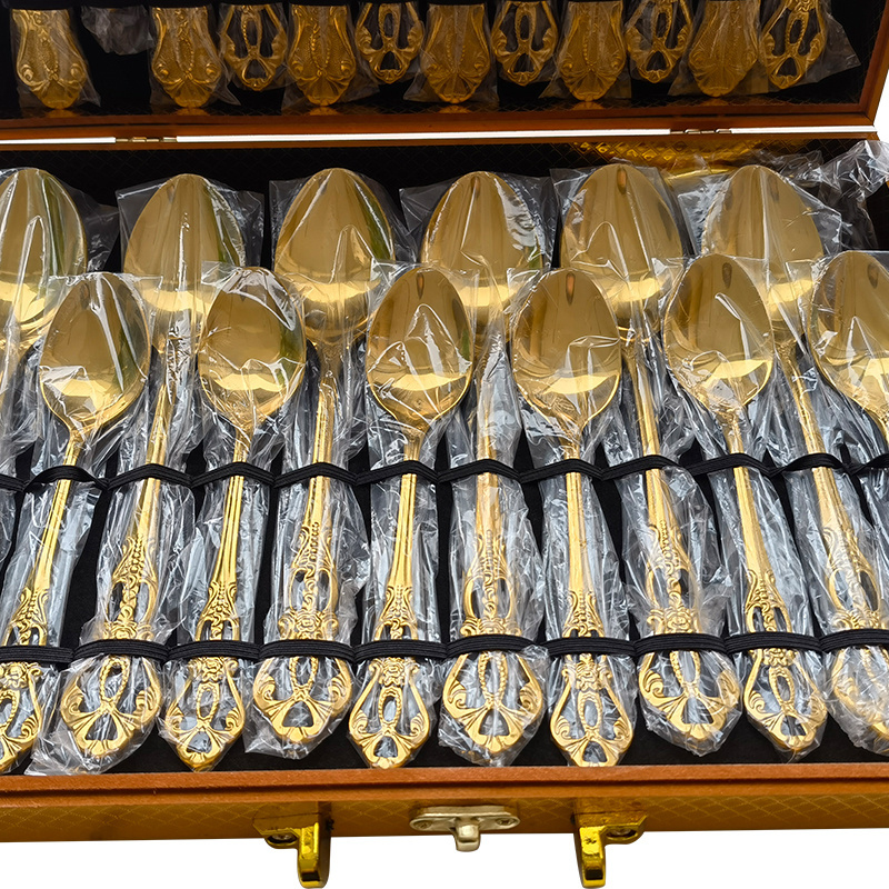 Top grade cutlery set with stainless steel gold for party use dinner set