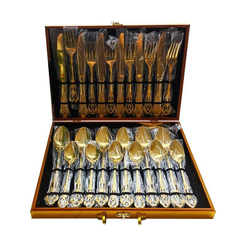 Top grade cutlery set with stainless steel gold for party use dinner set