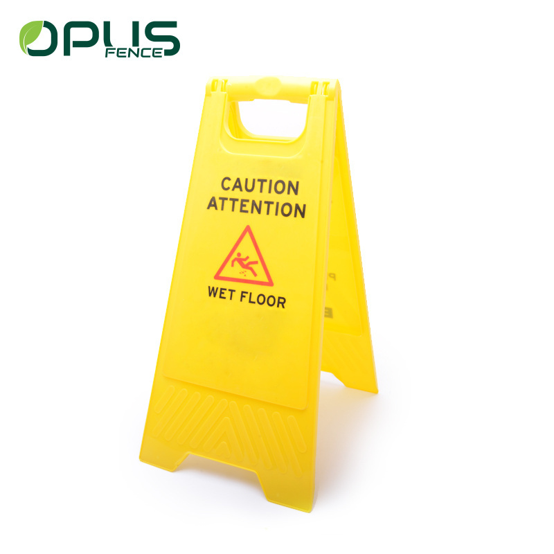 Yellow plastic A shape caution safety warning wet floor sign for hotels