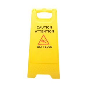 Yellow plastic A shape caution safety warning wet floor sign for hotels