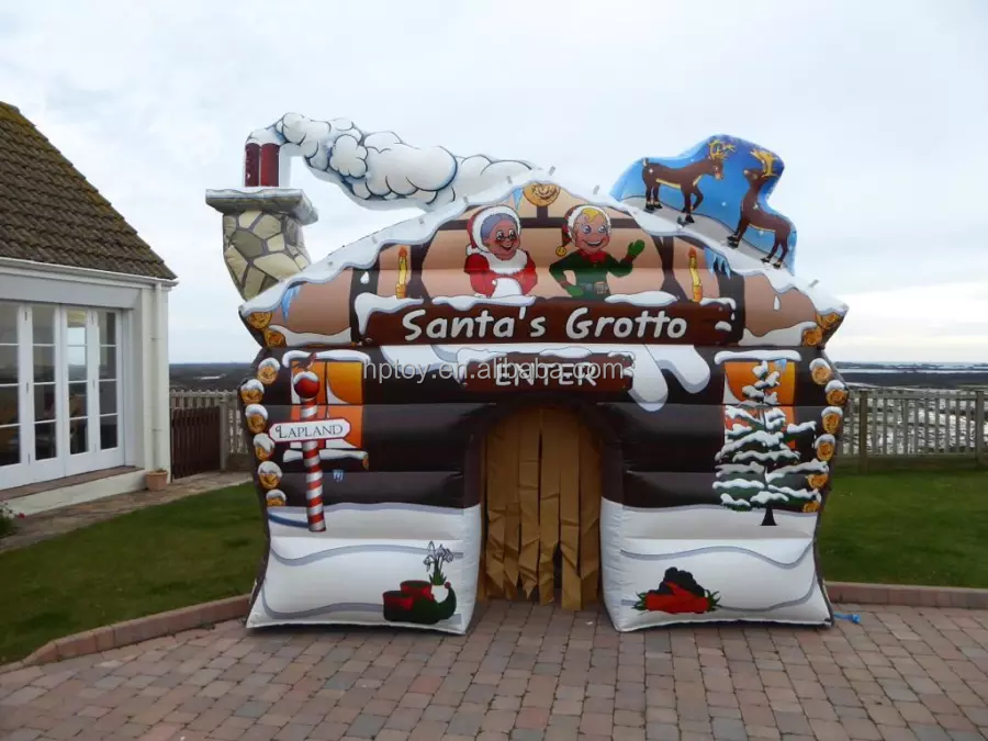 Winter inflatable Christmas house tent structure inflatable Santa grotto for Christmas