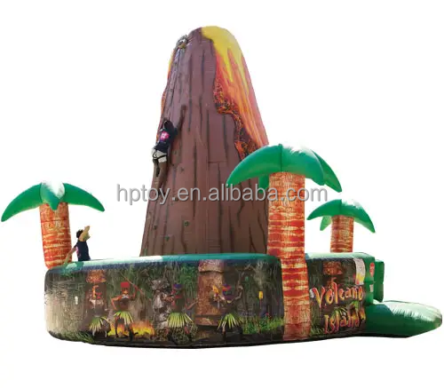 Inflatable climbing tower shaped wall Volcano Island Rock Climbing Wall for sports game