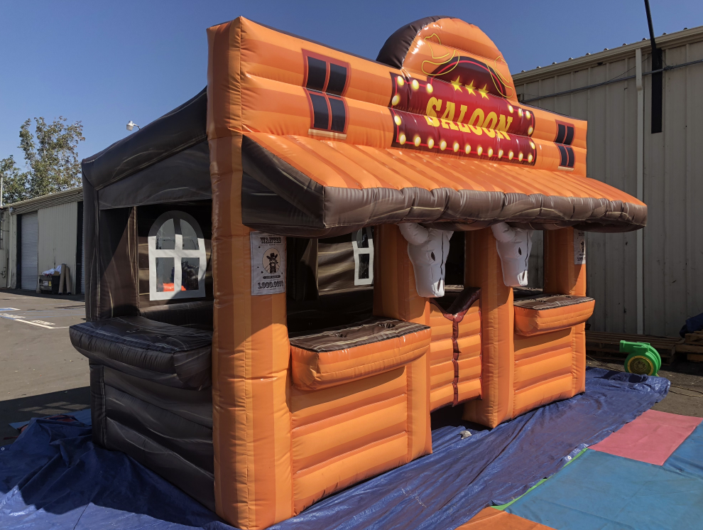 6x4m west wild inflatable saloon bar with bottle holders for backyard