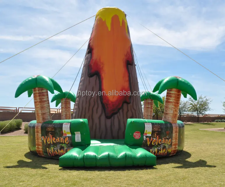 Inflatable climbing tower shaped wall Volcano Island Rock Climbing Wall for sports game