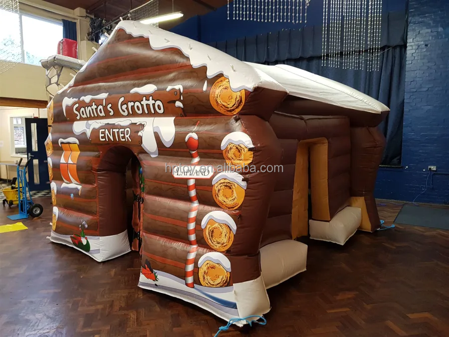 Holiday Inflatable Christmas Tent inflatable Santa grotto for event inflatable gingerbread bounce house