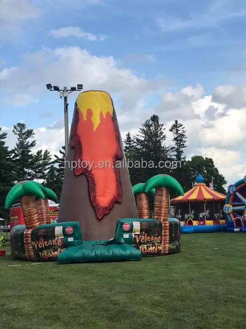 Inflatable climbing tower shaped wall Volcano Island Rock Climbing Wall for sports game