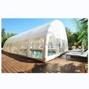 Customized Airtight clear inflatable swimming pool cover inflatable water pool cover tent with led light decoration