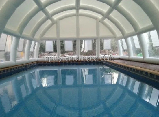 Customized Airtight clear inflatable swimming pool cover inflatable water pool cover tent with led light decoration