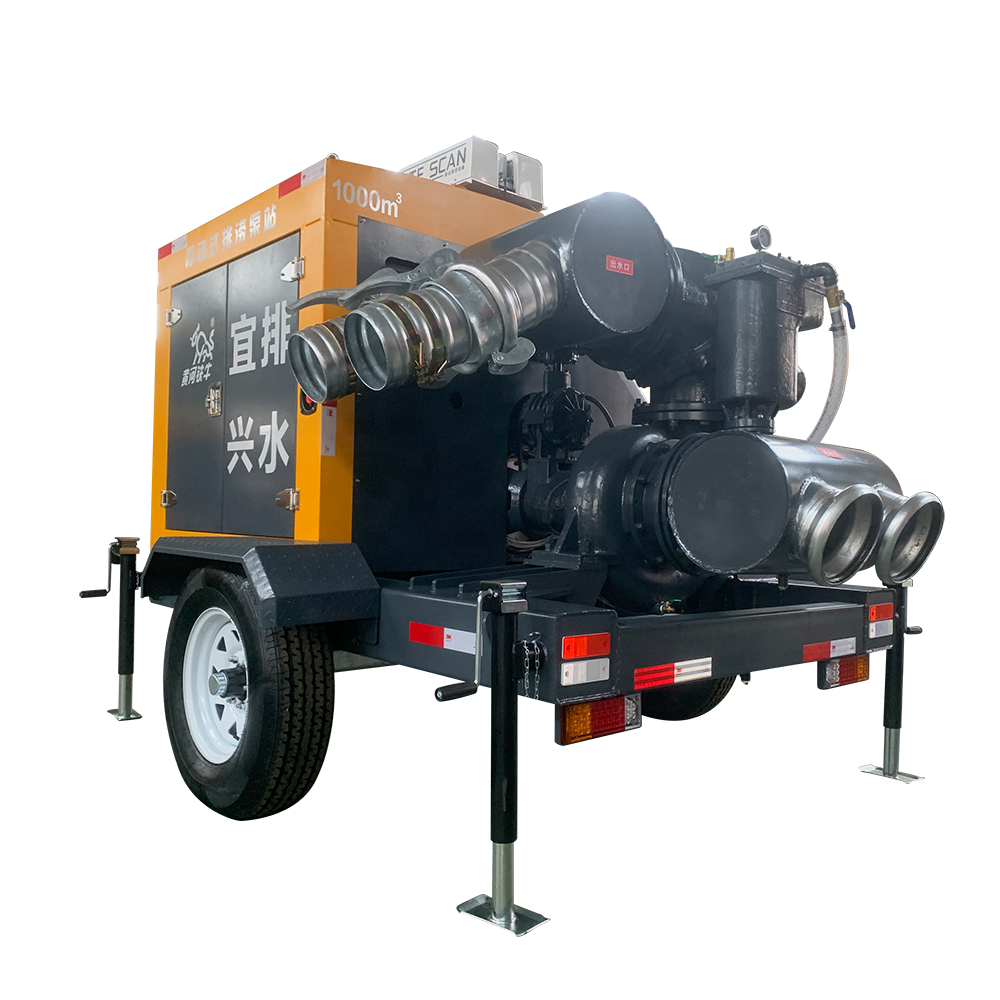 Trailer type high vacuum diesel pump that drives the drainage of light submersible pumps