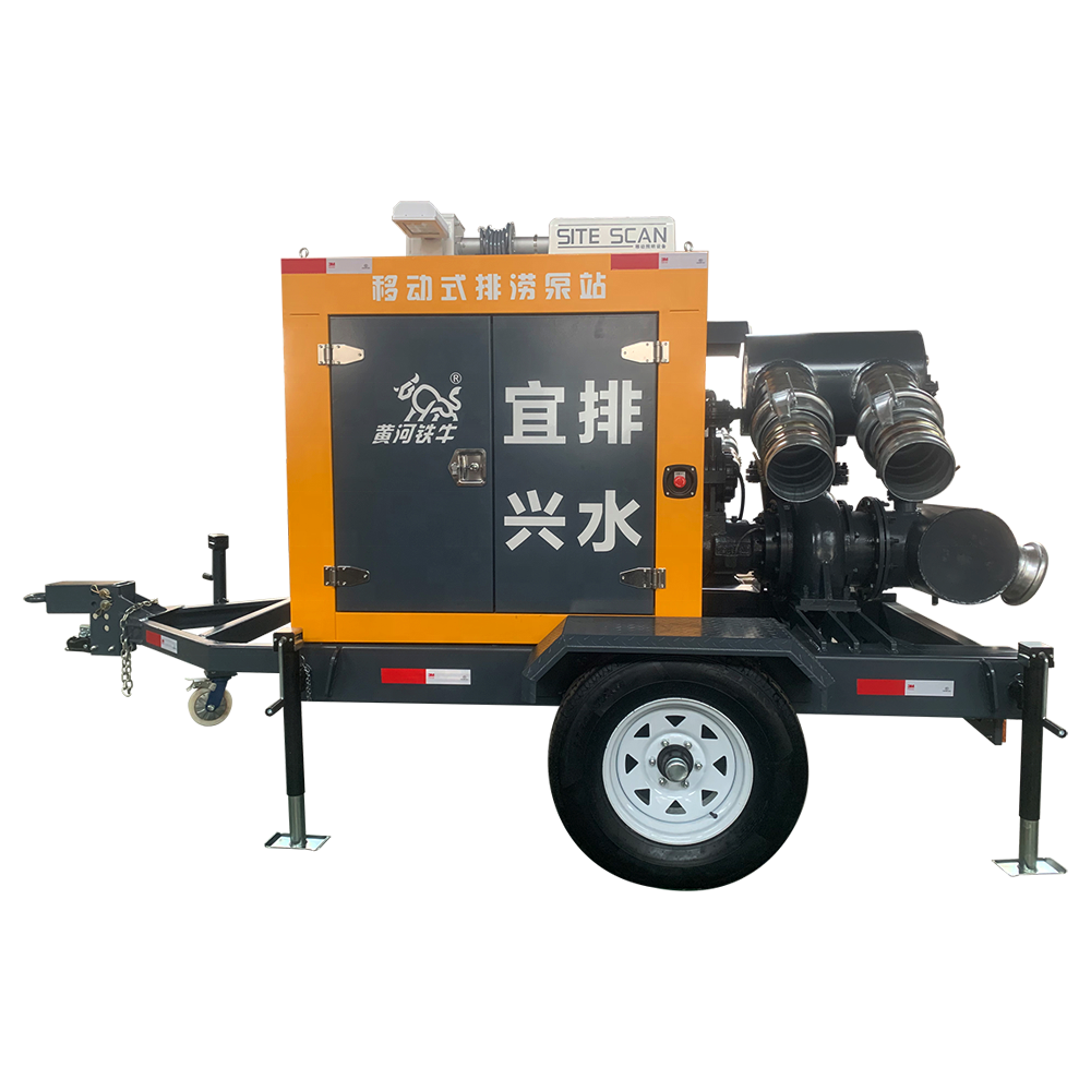 Trailer type high vacuum diesel pump that drives the drainage of light submersible pumps