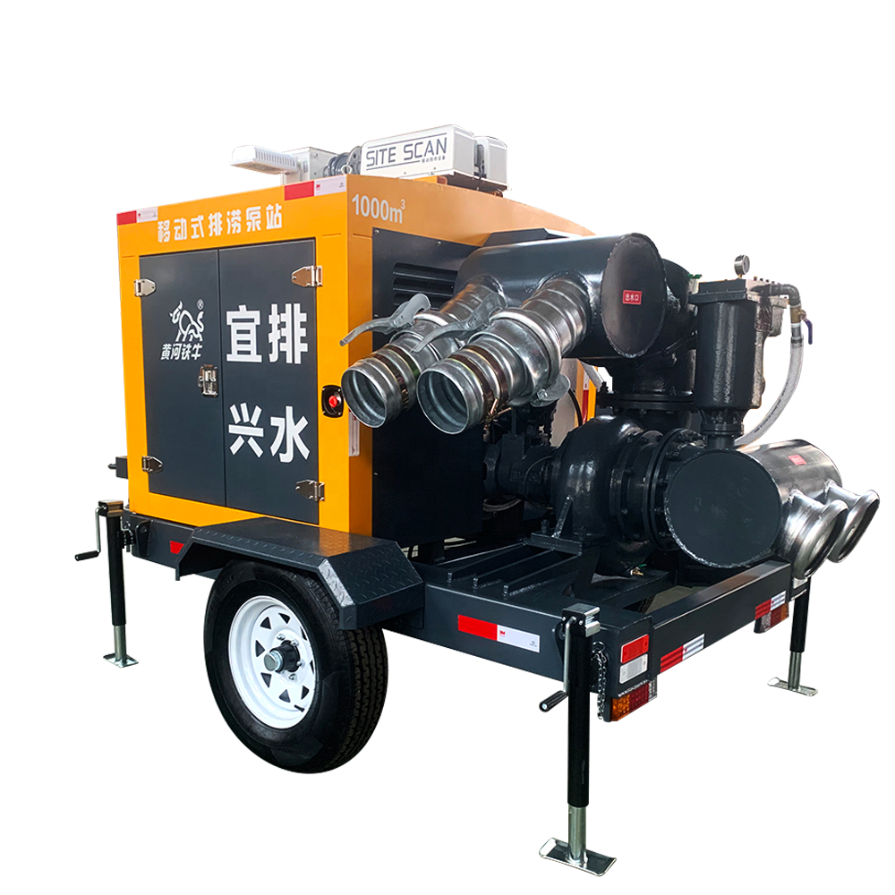 Trailer type high vacuum diesel pump that drives the drainage of light submersible pumps