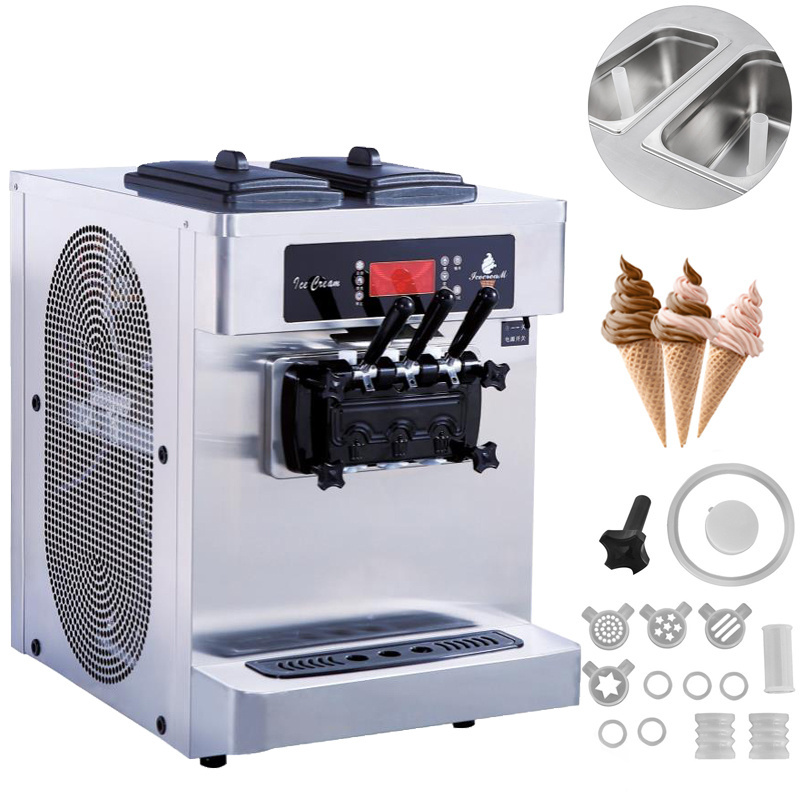 Ice Cream Maker Machine Automatic 3 Flavors Soft Serve Commercial Yogurt Ice Cream Making Machine For Business Pakistan