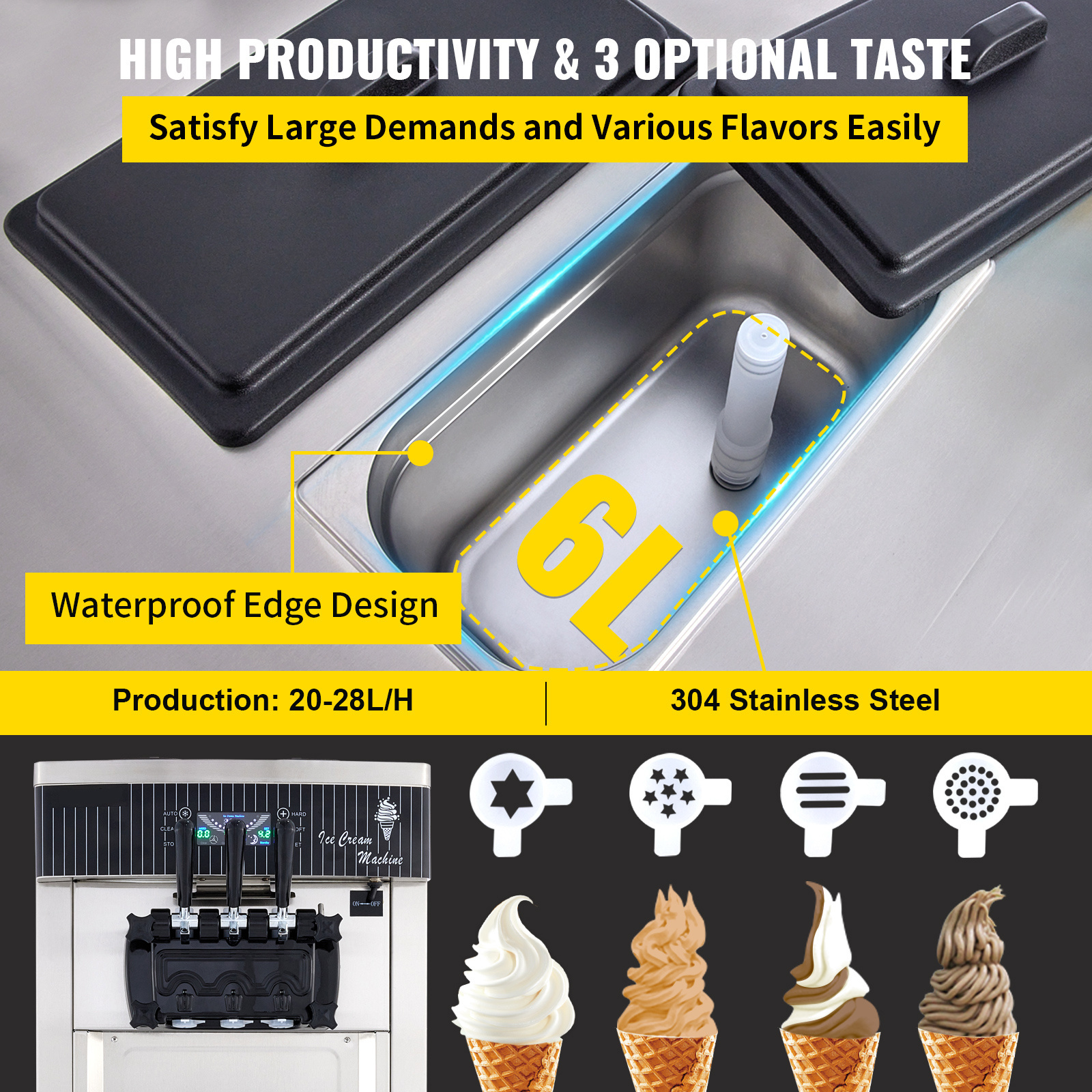 Ice Cream Maker Machine Automatic 3 Flavors Soft Serve Commercial Yogurt Ice Cream Making Machine For Business Pakistan