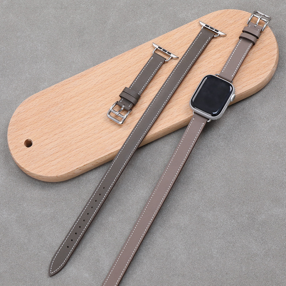 Elegant Watch Bracelet Slim Thin Dressy Elegant Genuine Leather Strap for iWatch Apple Watch Series 8 ultra 45mm 41mm 44mm Band