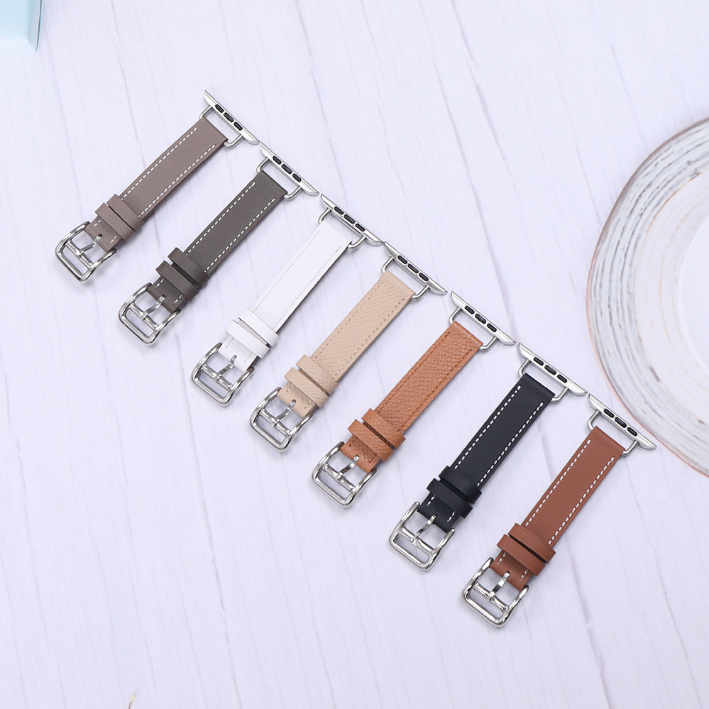 Elegant Watch Bracelet Slim Thin Dressy Elegant Genuine Leather Strap for iWatch Apple Watch Series 8 ultra 45mm 41mm 44mm Band