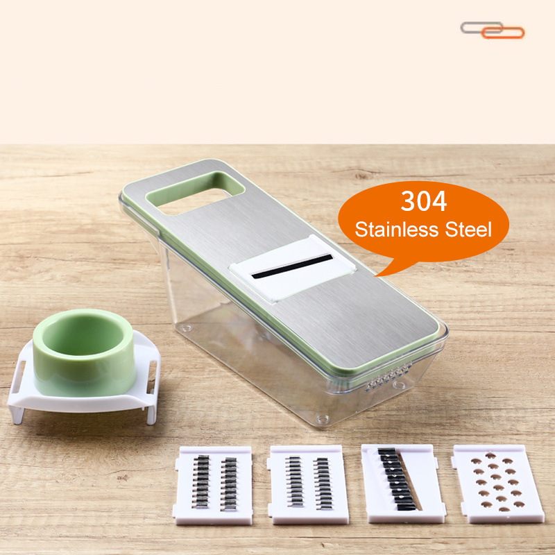 Veggie Slicer Kitchen Product 4 in 1 Rotate Vegetable Cutter Portable Chopper Grater Veget Chopper with Container and Lid