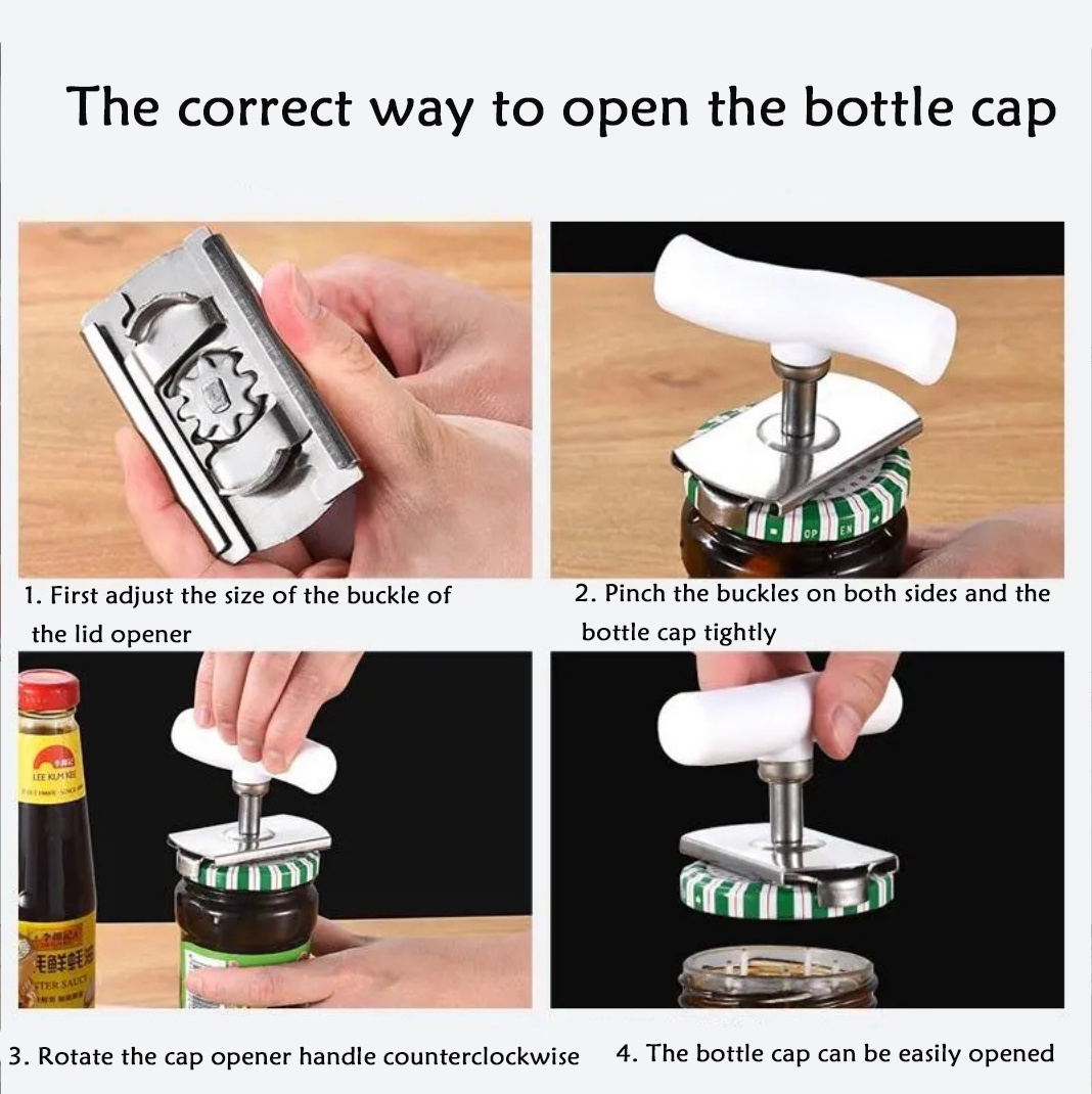 Effort-saving screw cap artifact stainless steel cap opener universal can opener adjustable rotary jar bottle opener